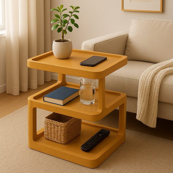 Compact Storage Nightstand – Cute End Table with Drawers