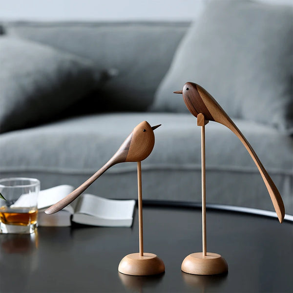 Nordic Wooden Bird Ornament – Danish-Style Carved Decor