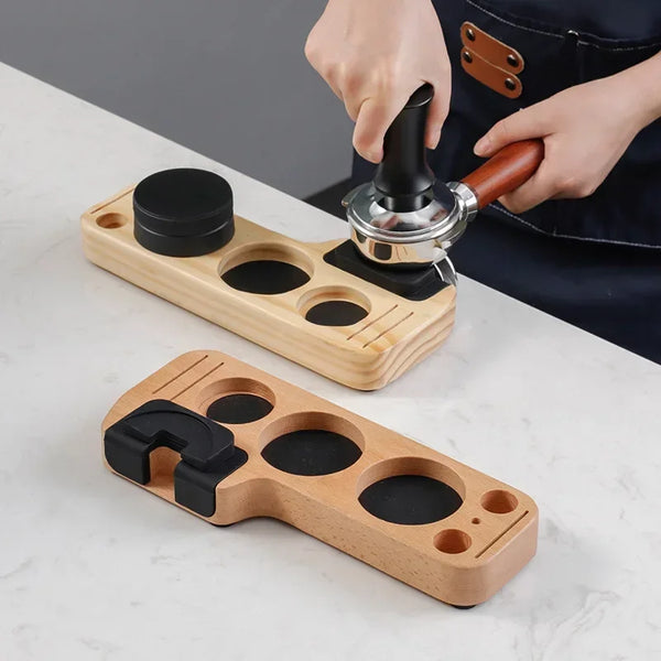Wooden Coffee Tamper Stand – Barista Tamp Station Holder