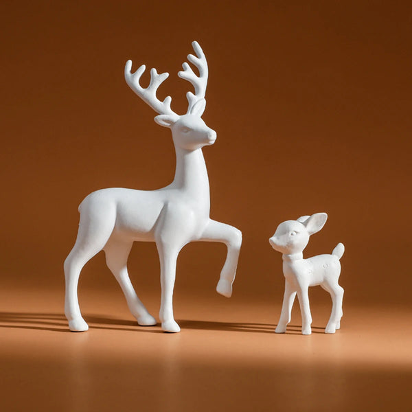 2 Pcs Deer Figurines – Cute Fawn Sculptures for Kids Room & Holiday Decor