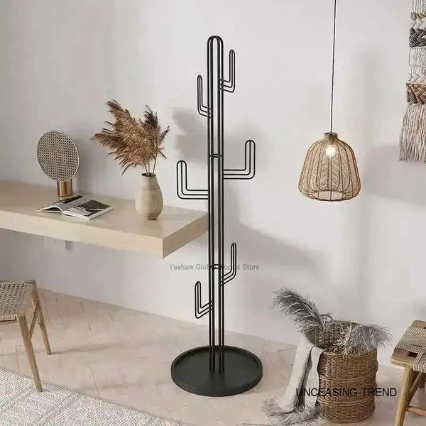 Nordic Cactus Floor Coat Rack – Modern Standing Clothes Hanger