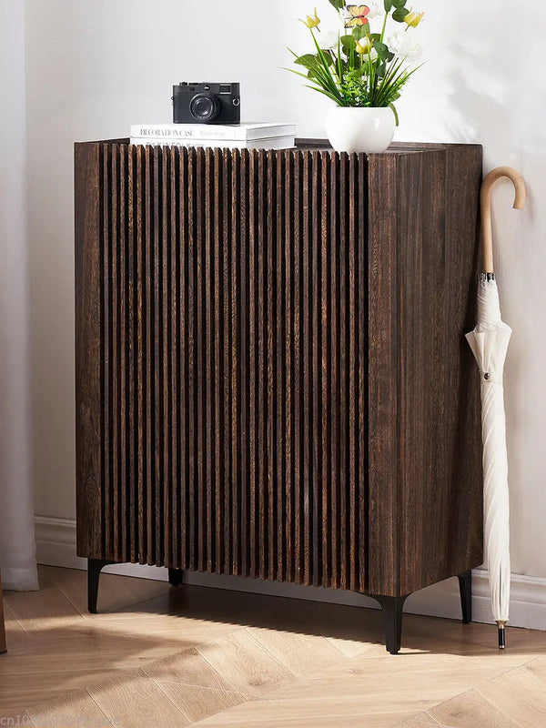 Solid Wood Shoe Cabinet – Light Luxury Entryway Organizer