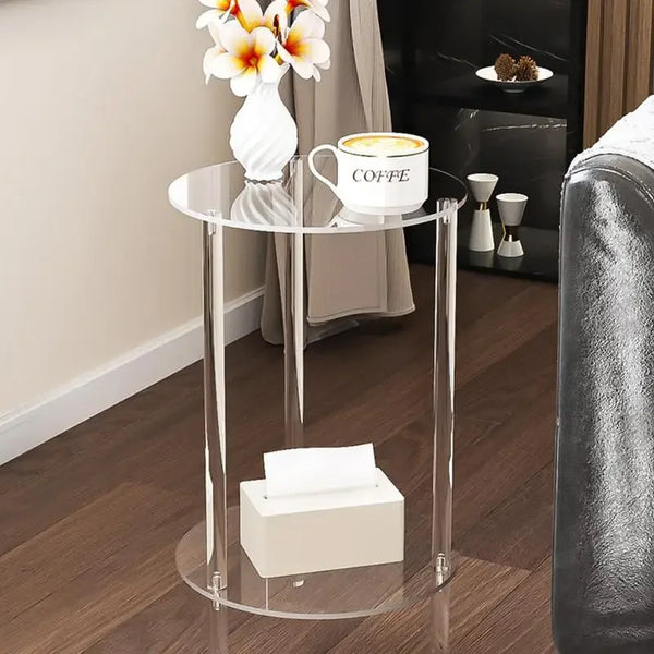 Clear Acrylic Round Side Table – Modern Transparent Coffee Table