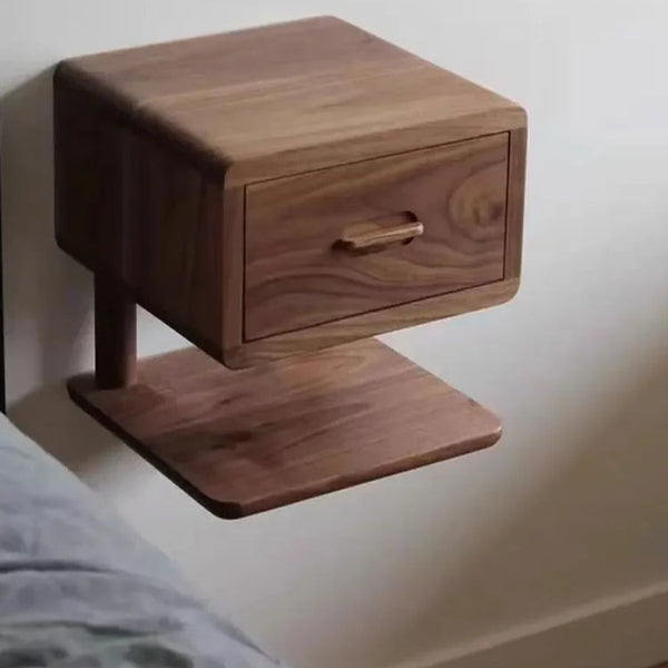 Black Walnut Floating Nightstand – Italian Solid Wood Wall Table