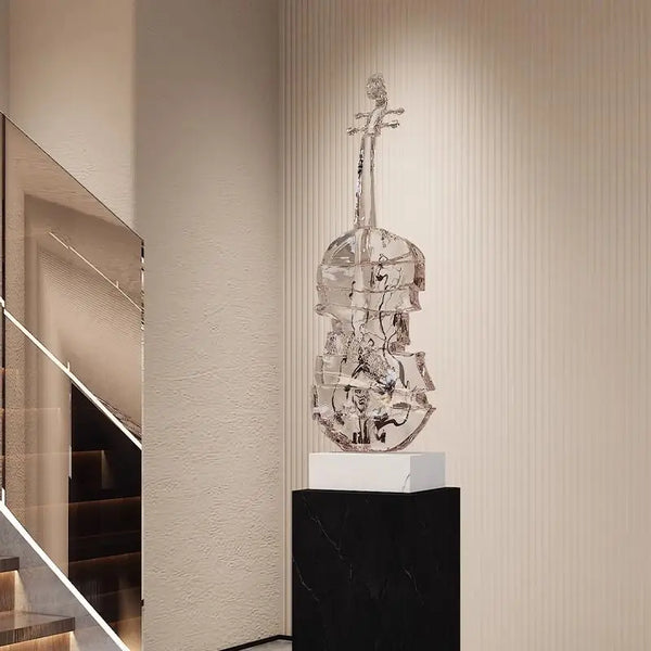 Transparent Violin Sculpture – Modern Art Glass-Style Decoration