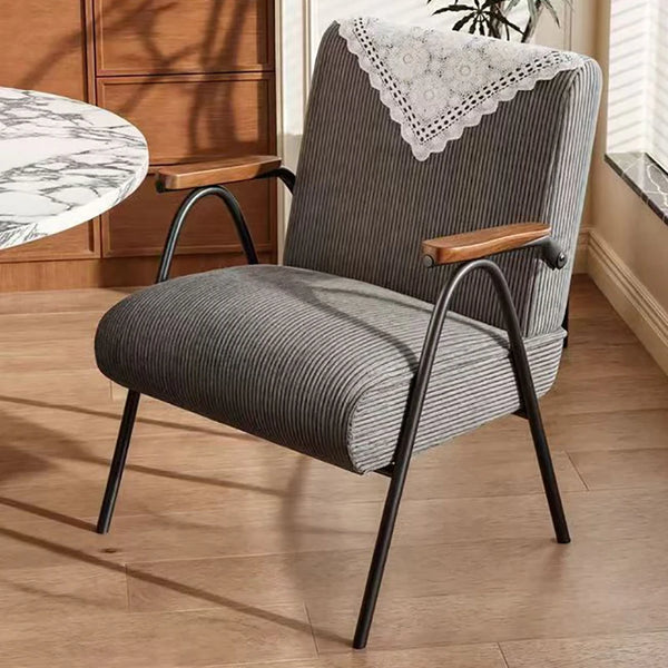 Retro Gray Accent Armchair – Soft Cushioned Leisure Chair
