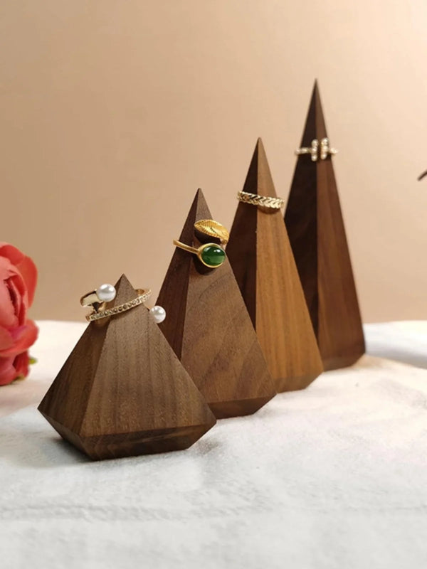 Walnut Jewelry Display Stand – Earring & Ring Storage Rack