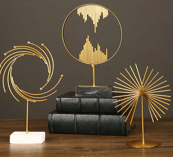 Metal Geometric Abstract Sculpture – Light Luxury Home & Office Decor