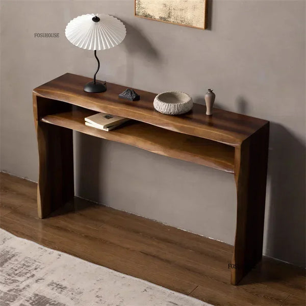 Chinese Solid Wood Console Table – Light Luxury Entryway Furniture