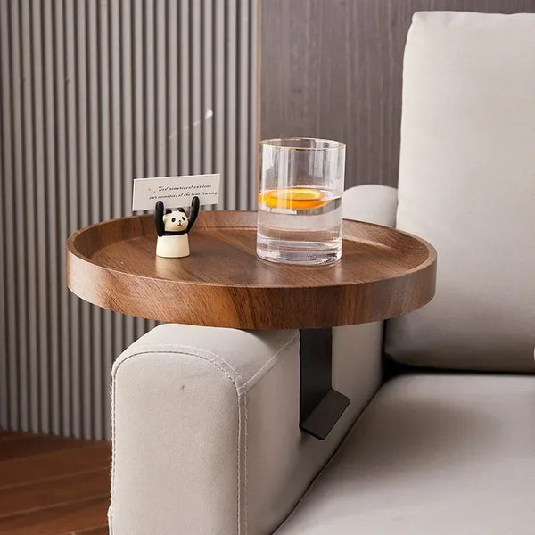 Creative Round Coffee Table – Removable Recessed Tea Bar Design