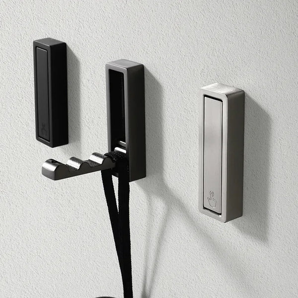 4pcs Folding Wall Hooks – Matte Stainless Steel Towel & Coat Hangers
