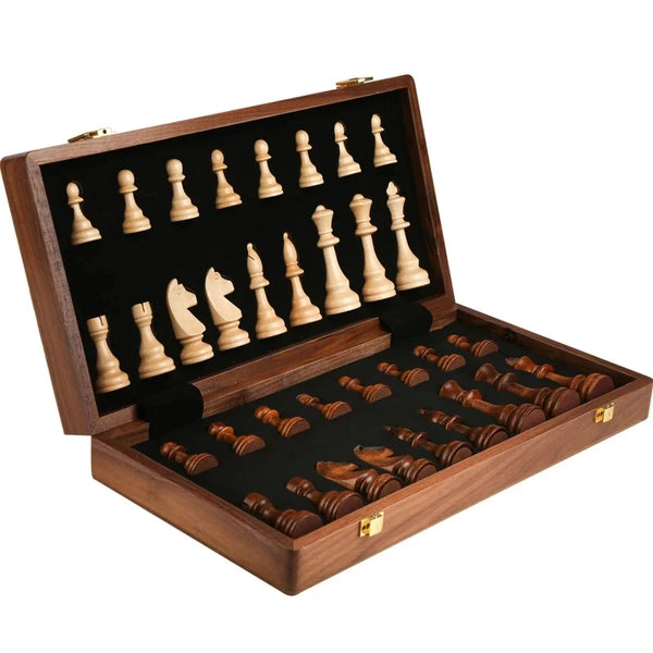 Solid Wood Chess Set – Folding Board Game for Elegant Play