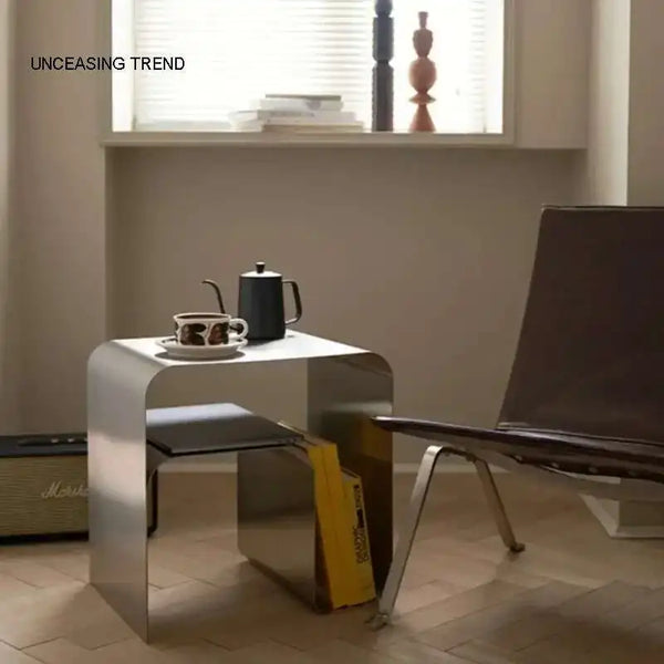 Vintage Stainless Steel Bedside Table – Bauhaus Minimalist Cabinet