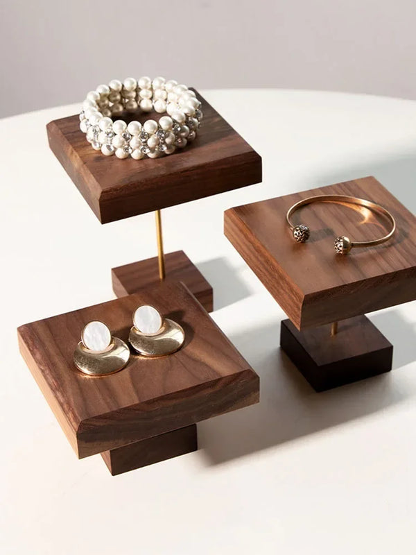 Walnut Jewelry Display Riser – Mini Desktop Organizer Stand