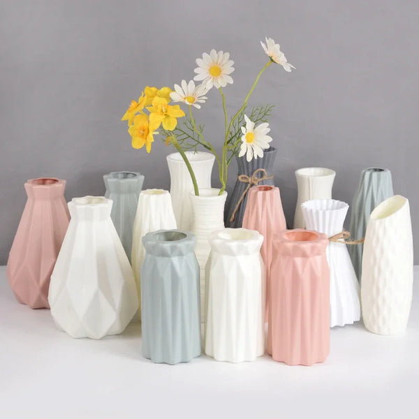 Nordic Imitation Ceramic Flower Vase – Lightweight Decorative Plastic Pot