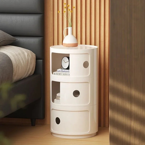Modular Round Bedside Table – Space-Saving Storage Cabinet