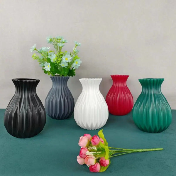 Imitation Ceramic Flower Vase – Nordic Solid Color Plastic Decor