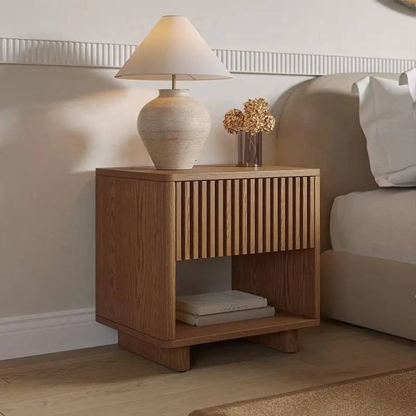 Minimalist Wooden Nightstand – Modern Bedside Storage Table