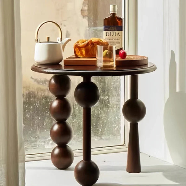 Solid Wood Gourd Side Table – French Luxury Accent Piece