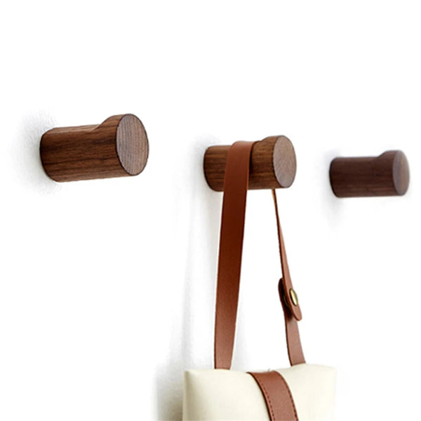 Set of Wooden Wall Hooks – Minimalist Natural Coat & Hat Pegs