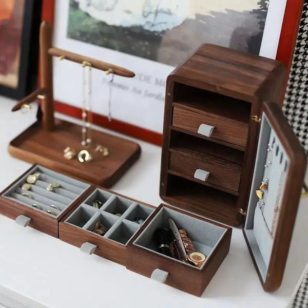 Luxury Wooden Jewelry Box – Multi-Layer Organizer for Girls