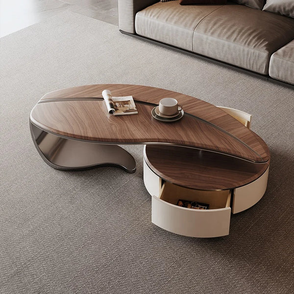 Light Luxury Solid Wood Coffee Table – Modern Villa Living Room