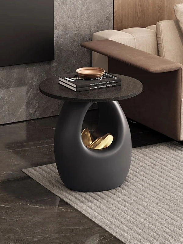 Creative Stone Statue Side Table – Artistic Round Coffee Table