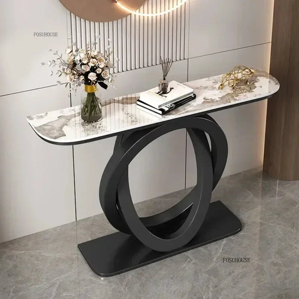 Italian Luxury Console Table – Semi-Circular Iron Entryway
