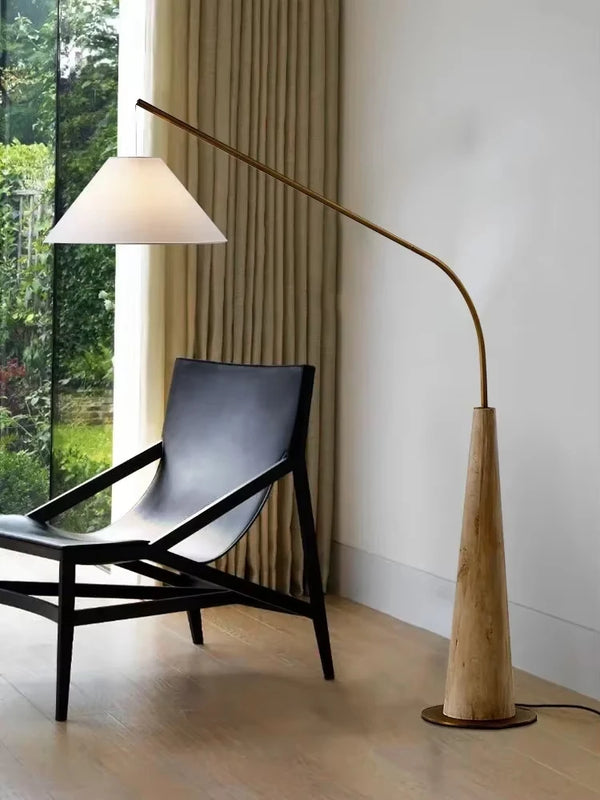 Walnut Fishing Floor Lamp – Minimalist LED Standing Light