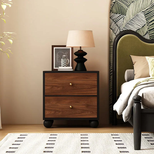 Italian Modern Wood Nightstand – Luxury Nordic Bedside Table