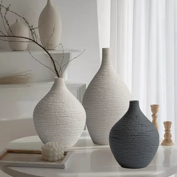 Nordic Ceramic Vase – Narrow Mouth Luxury Flower Pot