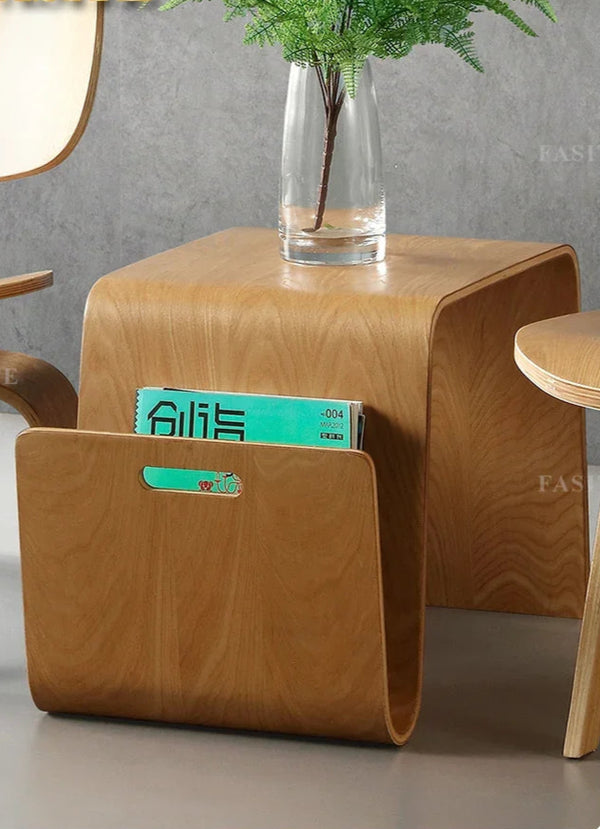 Curved Wood Side Table – Modern Tatami-Style Coffee Desk
