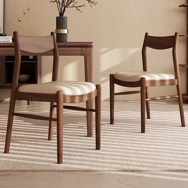 Nordic Solid Wood Dining Chair – Antique Walnut Leisure Seating