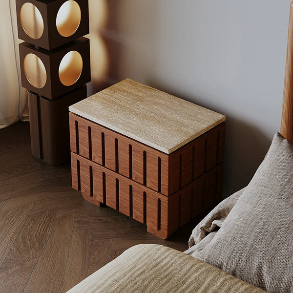 Nordic Marble Bedside Table – Minimalist Luxury Nightstand for Modern Bedrooms