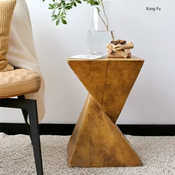 Geometric Wabi-Sabi Side Table – Minimalist Industrial Coffee Table