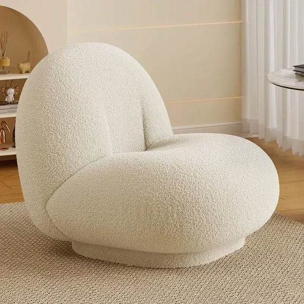 Lambswool Swivel Lounge Chair – Modern Lazy Sofa Accent