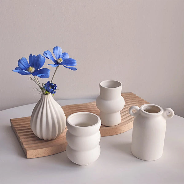 White Ceramic Decorative Vases Modern Pottery Home Decor