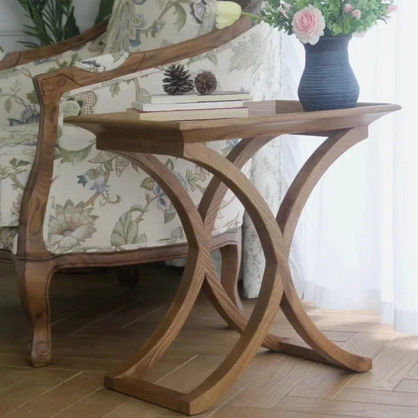 Rustic Oak Side Table – Vintage Solid Wood Corner Stand