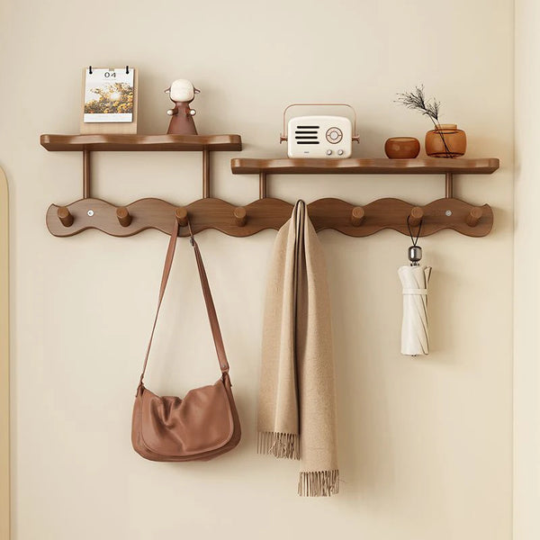 Wall-Mounted Coat Rack with Shelf – Entryway Hooks & Storage Organizer