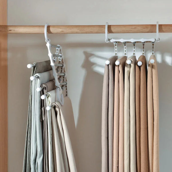5-in-1 Magic Trouser Rack – Stainless Steel Folding Closet Organizer
