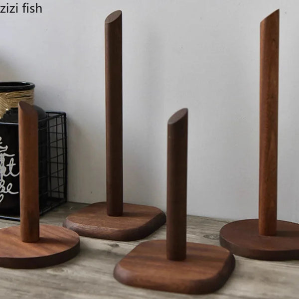 Solid Wood Vertical Storage Rack – Kitchen Film & Tissue Holder