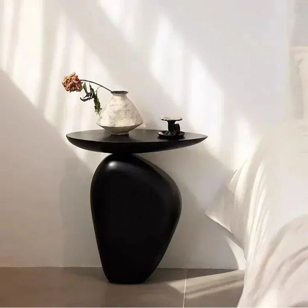 Wabi-Sabi Black Pebble Side Table – Creative Modern Accent Piece